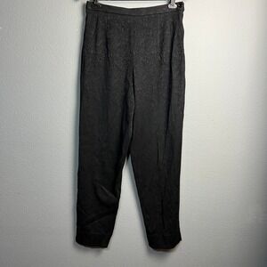 Vtg Talbots Black Preppy Patterned‎ Dress Pants Size 14 High Waist Career Office